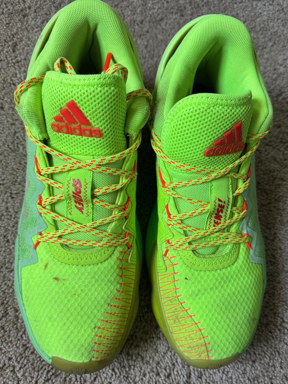 adidas Neon Lime and Coral Performance Running Sneakers